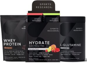 Sports Research Hydrate Electrolytes Packets & Whey Protein Powder