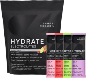 Sports Research Hydrate Electrolytes Powder Packets, Sugar-Free