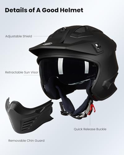 ILM Open Face Motorcycle Helmet DOT 726X - Image 4