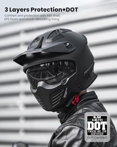 ILM Open Face Motorcycle Helmet DOT 726X - Image 5
