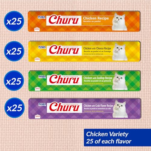 INABA Churu Cat Treats, Creamy Purée, Chicken Variety - Image 3