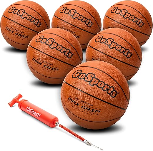 GoSports Indoor/Outdoor Basketballs - Six Pack With Pump