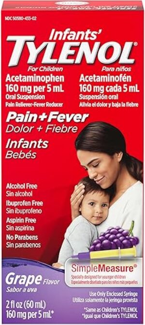 Tylenol Infants' Acetaminophen Liquid Medicine, Grape