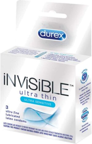 Durex Invisible Ultra Thin & Sensitive Condoms, 3 Count