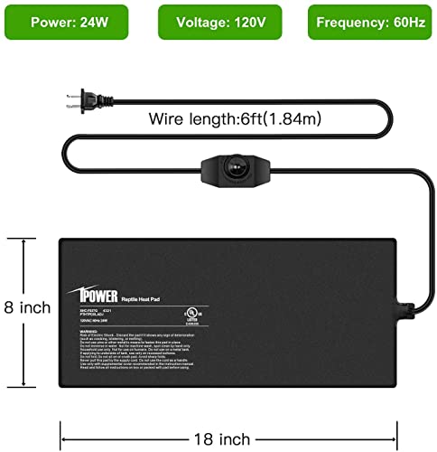 iPower 24W Reptile Heating Mat With Controller, 2 Pack - Image 2