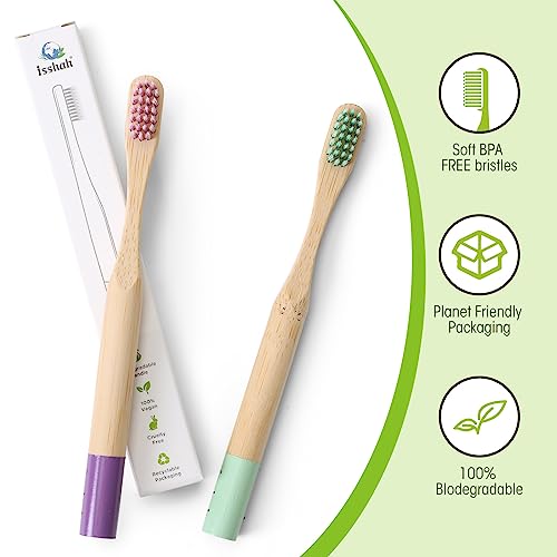 Isshah Kids Bamboo Toothbrushes BPA Free, Pack Of 6 - Image 3