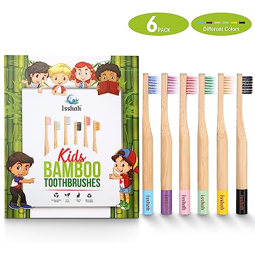 Isshah Kids Bamboo Toothbrushes BPA Free, Pack Of 6 - Image 2