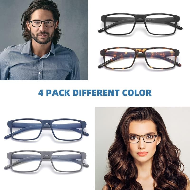 JAWSOCK 4 Pack Blue Light Blocking Reading Glasses (2.0x) - Image 5