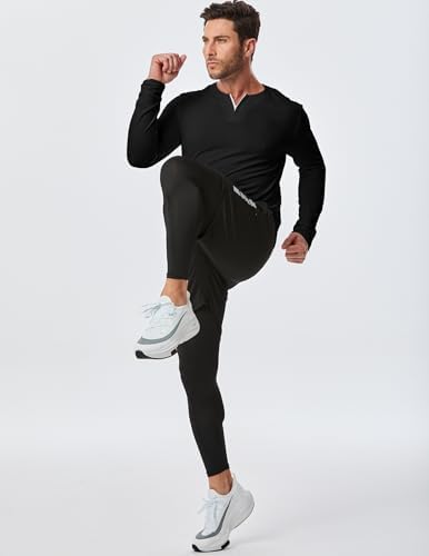 JMIERR Mens Casual Long Sleeve V-Neck Tee - Image 3