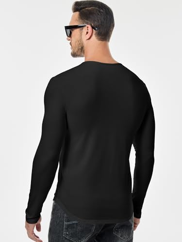 JMIERR Mens Casual Long Sleeve V-Neck Tee - Image 4