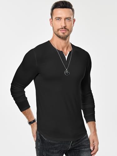 JMIERR Mens Casual Long Sleeve V-Neck Tee - Image 2