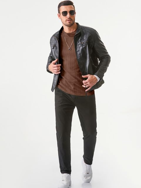 JMIERR Men's Fleece Long Sleeve Thermal Shirt, US46(XL), Brown - Image 4