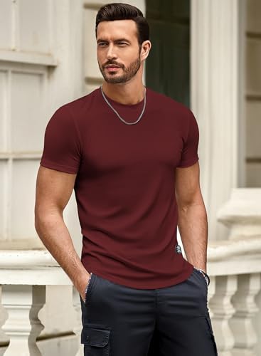 JMIERR Men's Muscle Slim Crewneck Henley Tee - Image 4