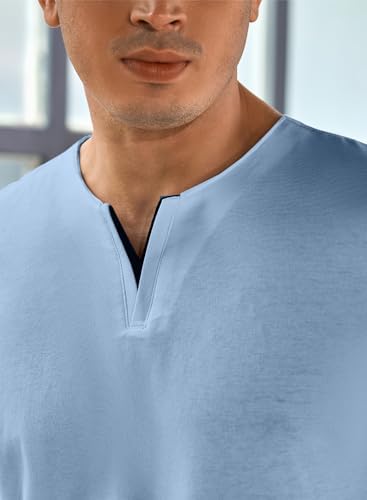 JMIERR Mens Muscle Slim V-Neck Henley Shirt - Image 3
