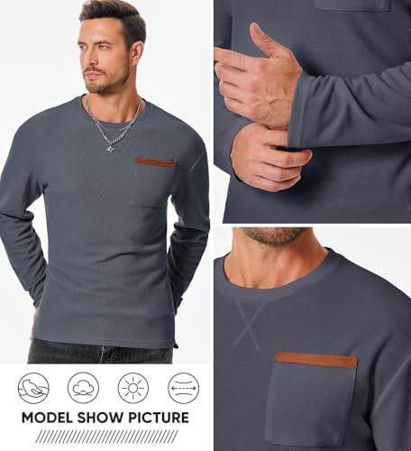 JMIERR Men's Waffle Knit Longline Crewneck Tee - Image 3