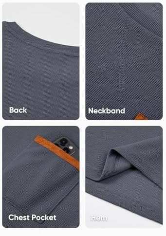 JMIERR Men's Waffle Knit Longline Crewneck Tee - Image 5