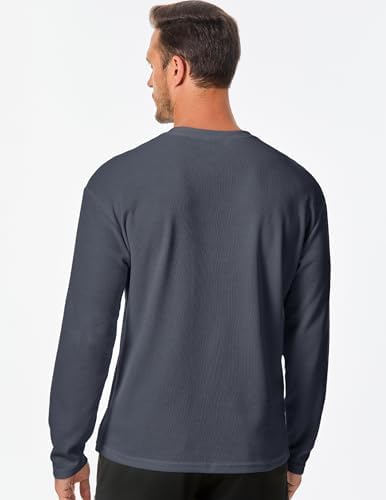 JMIERR Men's Waffle Knit Longline Crewneck Tee - Image 2