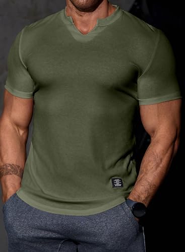 JMIERR Muscle Slim V-Neck Henley Shirt - Image 3
