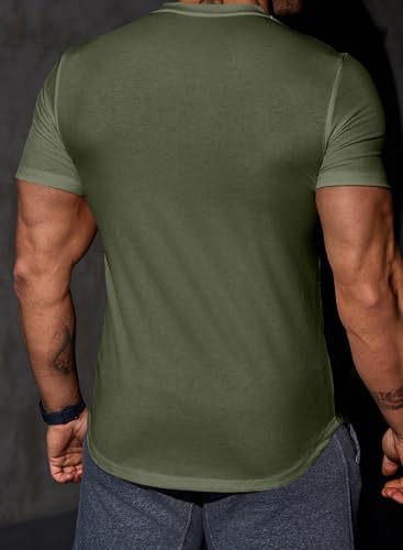 JMIERR Muscle Slim V-Neck Henley Shirt - Image 4