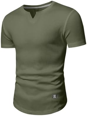 JMIERR Muscle Slim V-Neck Henley Shirt - Image 5