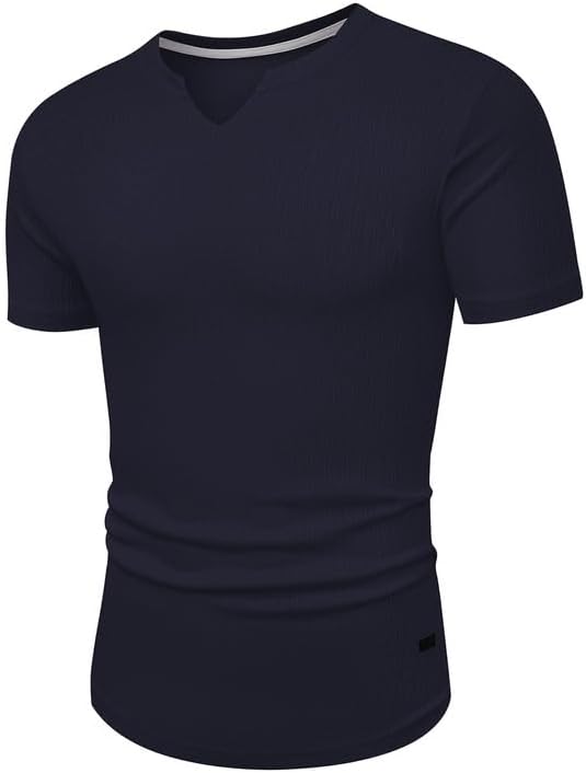 JMIERR Muscle Slim V-Neck Henley Shirt - Image 5