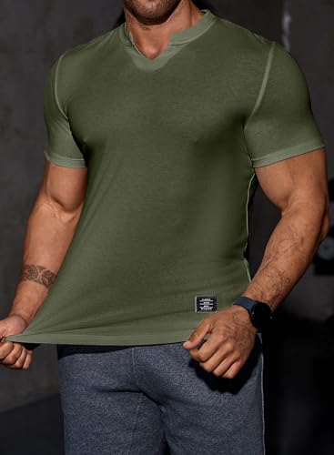 JMIERR Muscle Slim V-Neck Henley Shirt - Image 2