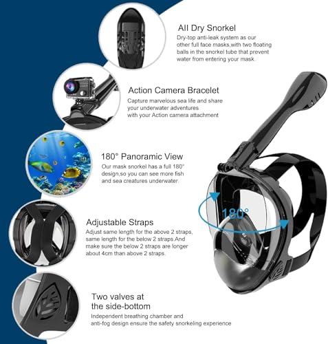 Jwintee Full Face Snorkel Mask, 180° Panoramic View - Image 2