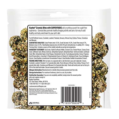 Kaytee Granola Bites With Super Foods Spinach & Kale For Pet Birds - Image 2