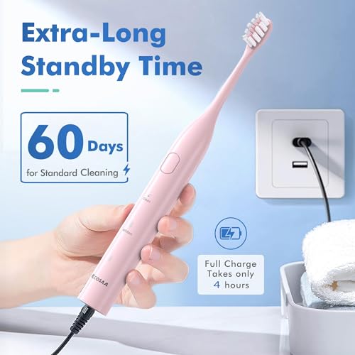 keosaa Pink Electric Toothbrush With 8 Heads - Image 4