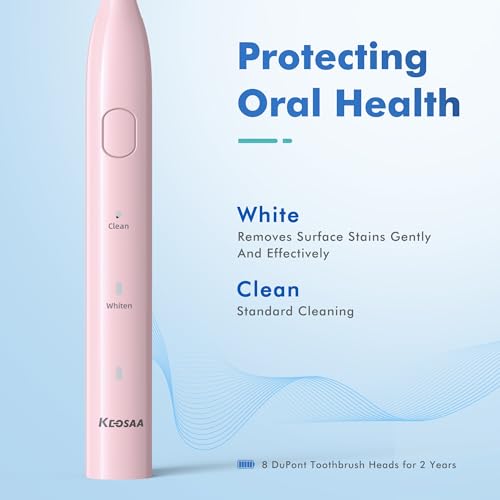 keosaa Pink Electric Toothbrush With 8 Heads - Image 2