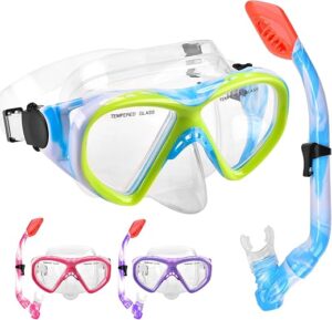 ACQCES Kids Snorkel Set With Tempered Glass Mask