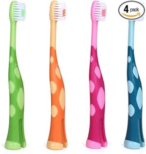 55Dental Kids Soft Giraffe Toothbrush Set, Ages 3-12