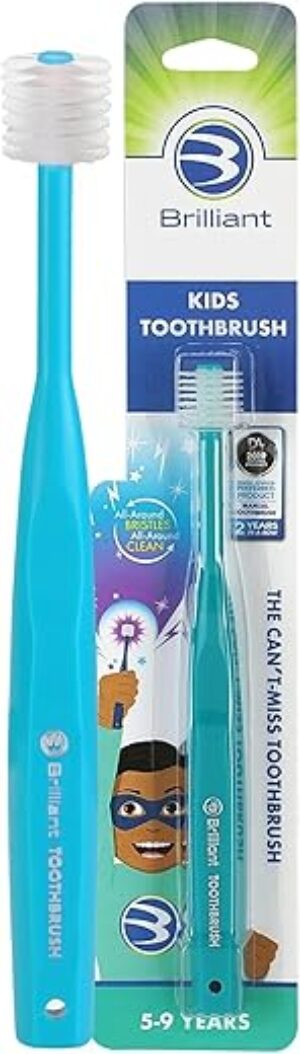 Brilliant Kids Toothbrush Soft Bristles Teal, Ages 5-9