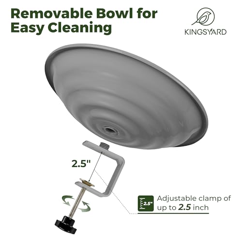 Kingsyard Deck Mounted Bird Bath Bowl, Steel Gray - Image 3