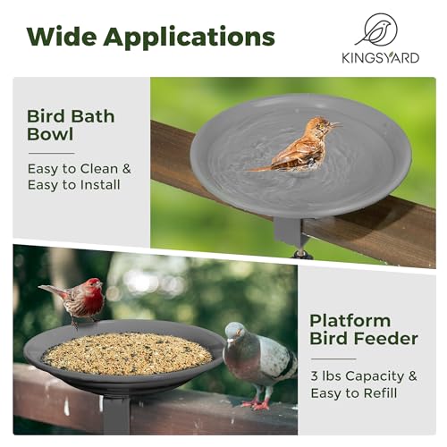 Kingsyard Deck Mounted Bird Bath Bowl, Steel Gray - Image 4