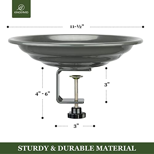 Kingsyard Deck Mounted Bird Bath Bowl, Steel Gray - Image 5