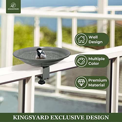 Kingsyard Deck Mounted Bird Bath Bowl, Steel Gray - Image 2