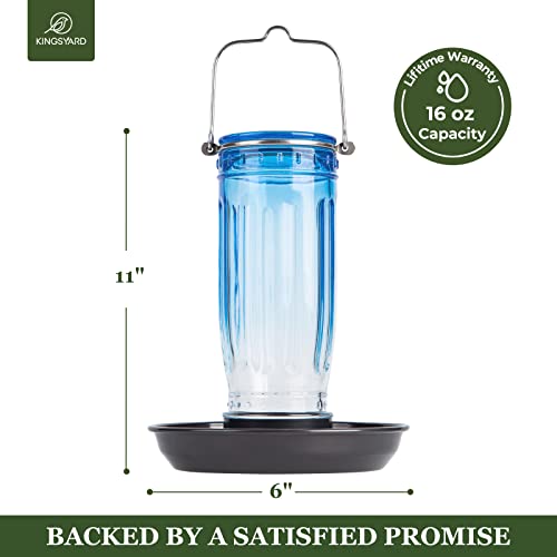 Kingsyard Glass Bird Water Feeder, 16 Oz, Blue - Image 3