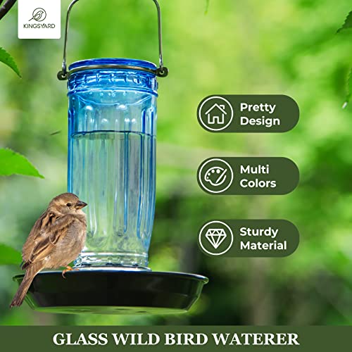 Kingsyard Glass Bird Water Feeder, 16 Oz, Blue - Image 2