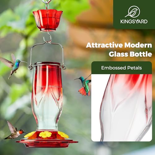 Kingsyard Glass Hummingbird Feeder 6 Ports, 16 Oz - Image 4