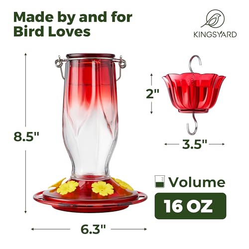 Kingsyard Glass Hummingbird Feeder 6 Ports, 16 Oz - Image 5