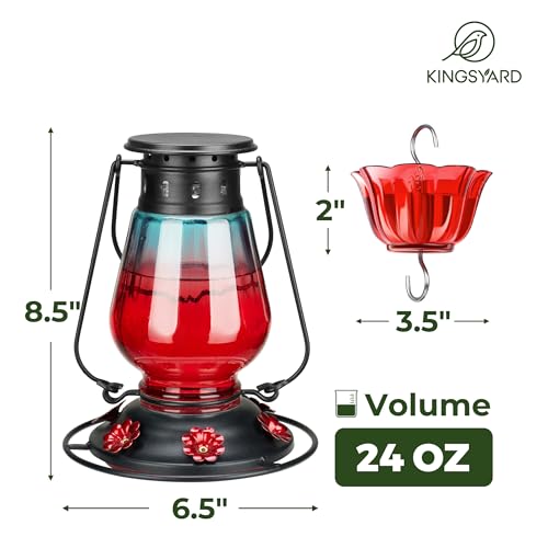 Kingsyard Solar Hummingbird Feeder, Leak-Proof Glass, 24 Ounce - Image 4
