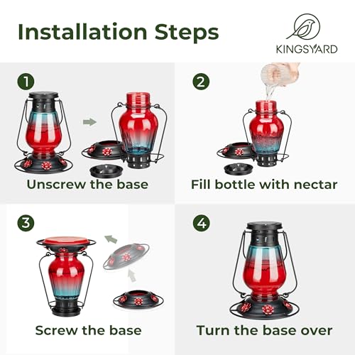 Kingsyard Solar Hummingbird Feeder, Leak-Proof Glass, 24 Ounce - Image 5