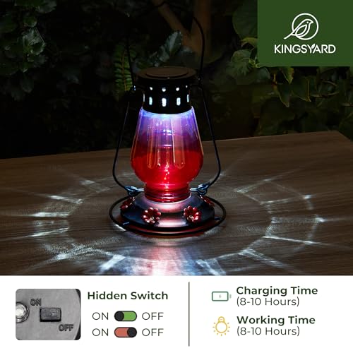 Kingsyard Solar Hummingbird Feeder, Leak-Proof Glass, 24 Ounce - Image 2