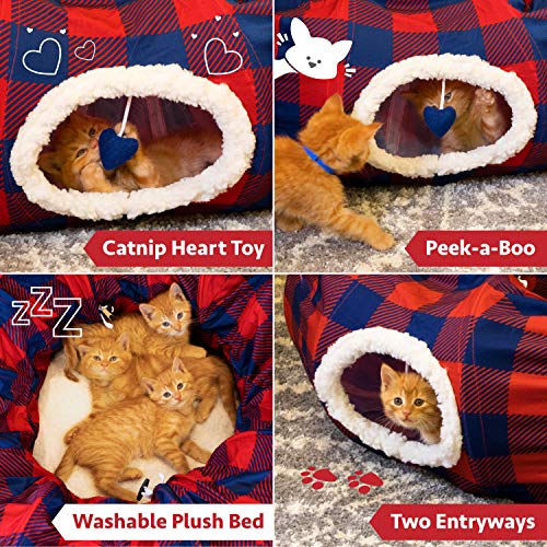 Kitty City Plaid Tunnel Bed - Image 3