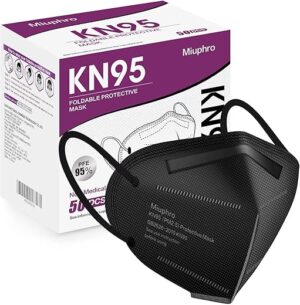 Miuphro KN95 Face Mask 50 Pack, Black