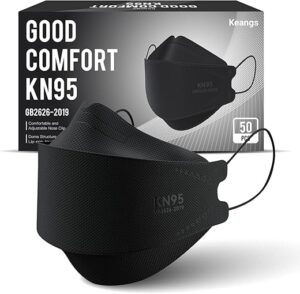 Keangs KN95 Face Masks 50 Pack, Black