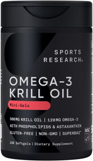 Sports Research Krill Oil Omega 3 Mini-Softgels 500mg