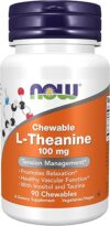 NOW Foods L-Theanine 100 mg With Inositol, 90 Chewables