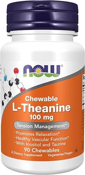 NOW Foods L-Theanine 100 mg With Inositol, 90 Chewables